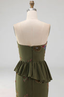 Load image into Gallery viewer, Olive Long Mermaid Floral Strapless Beaded Mother of the Bride Dress with Ruffles