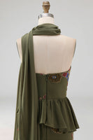 Load image into Gallery viewer, Olive Long Mermaid Floral Strapless Beaded Mother of the Bride Dress with Ruffles