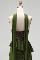 Load image into Gallery viewer, Olive Long Mermaid Floral Strapless Beaded Mother of the Bride Dress with Ruffles