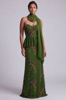 Load image into Gallery viewer, Olive Long Mermaid Floral Strapless Beaded Mother of the Bride Dress with Ruffles