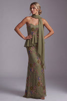 Load image into Gallery viewer, Olive Long Mermaid Floral Strapless Beaded Mother of the Bride Dress with Ruffles