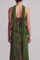 Load image into Gallery viewer, Olive Long Mermaid Floral Strapless Beaded Mother of the Bride Dress with Ruffles