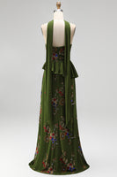 Load image into Gallery viewer, Olive Long Mermaid Floral Strapless Beaded Mother of the Bride Dress with Ruffles