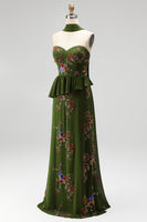 Load image into Gallery viewer, Olive Long Mermaid Floral Strapless Beaded Mother of the Bride Dress with Ruffles