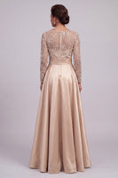 Load image into Gallery viewer, Sparkly Long Floral Beaded A Line Champagne Mother of the Bride Dress with Slit