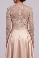 Load image into Gallery viewer, Sparkly Long Floral Beaded A Line Champagne Mother of the Bride Dress with Slit