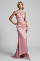 Load image into Gallery viewer, Pink Long Floral Beaded Mermaid Mother of the Bride Dress