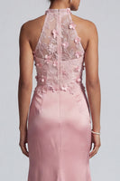 Load image into Gallery viewer, Pink Long Floral Beaded Mermaid Mother of the Bride Dress