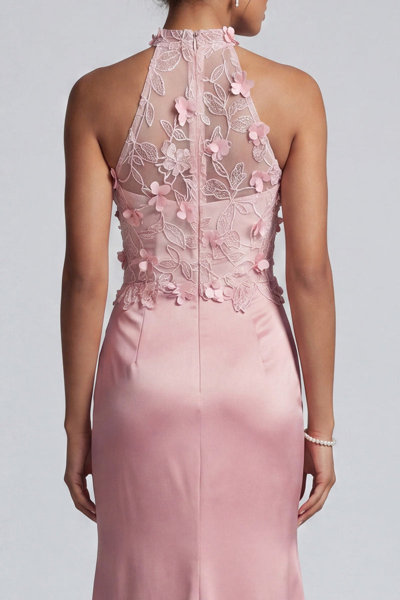 Load image into Gallery viewer, Pink Long Floral Beaded Mermaid Mother of the Bride Dress