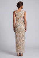 Load image into Gallery viewer, Sparkly Long Beaded Champagne Mother of the Bride Dress with Slit