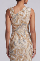 Load image into Gallery viewer, Sparkly Long Beaded Champagne Mother of the Bride Dress with Slit