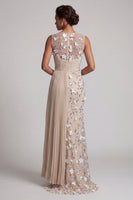 Load image into Gallery viewer, Apricot Floral Long Mermaid Beaded Mother of the Bride Dress with Pockets