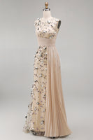 Load image into Gallery viewer, Apricot Floral Long Mermaid Beaded Mother of the Bride Dress with Pockets
