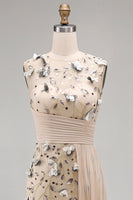 Load image into Gallery viewer, Apricot Floral Long Mermaid Beaded Mother of the Bride Dress with Pockets