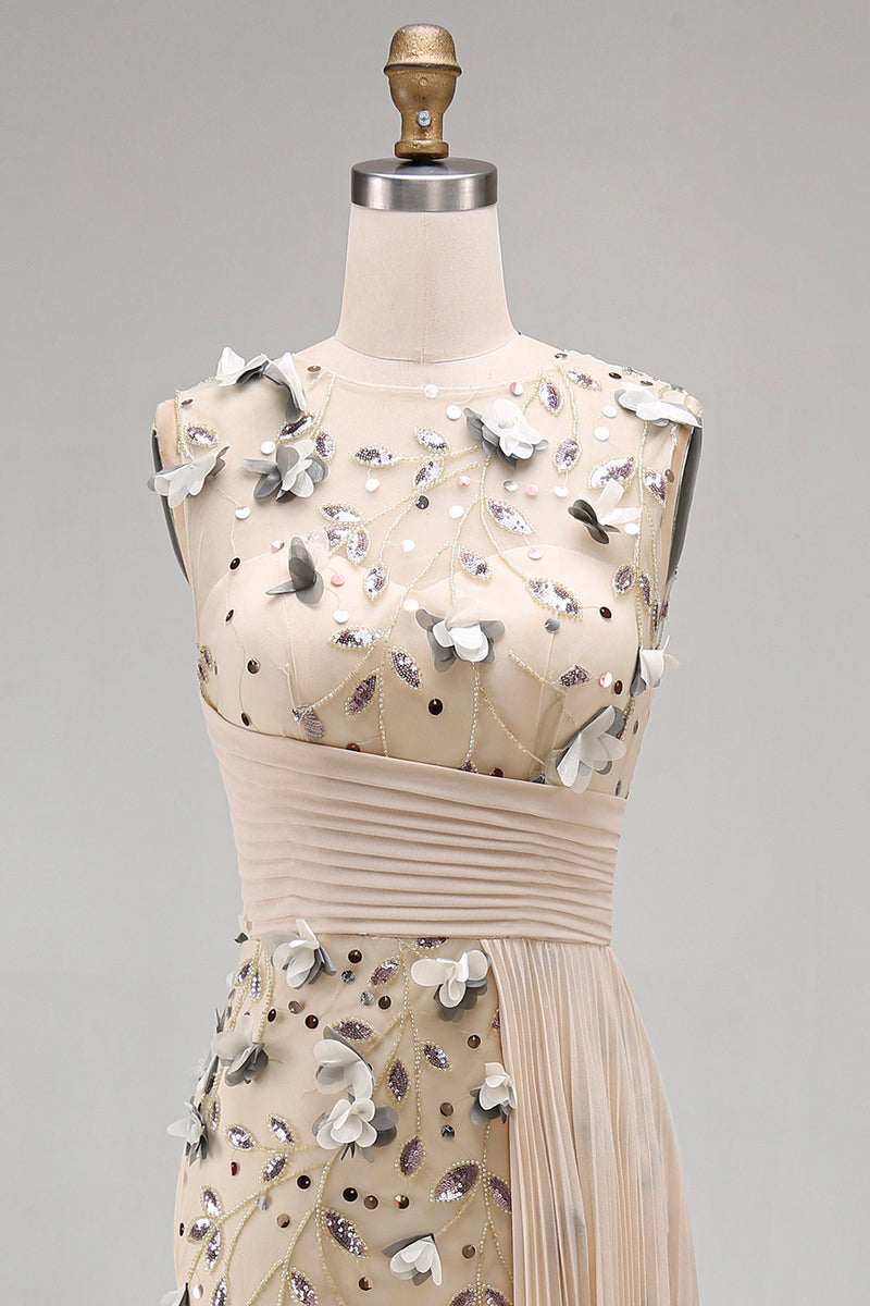 Load image into Gallery viewer, Apricot Floral Long Mermaid Beaded Mother of the Bride Dress with Pockets