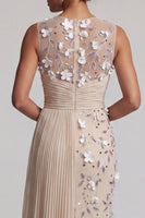 Load image into Gallery viewer, Apricot Floral Long Mermaid Beaded Mother of the Bride Dress with Pockets