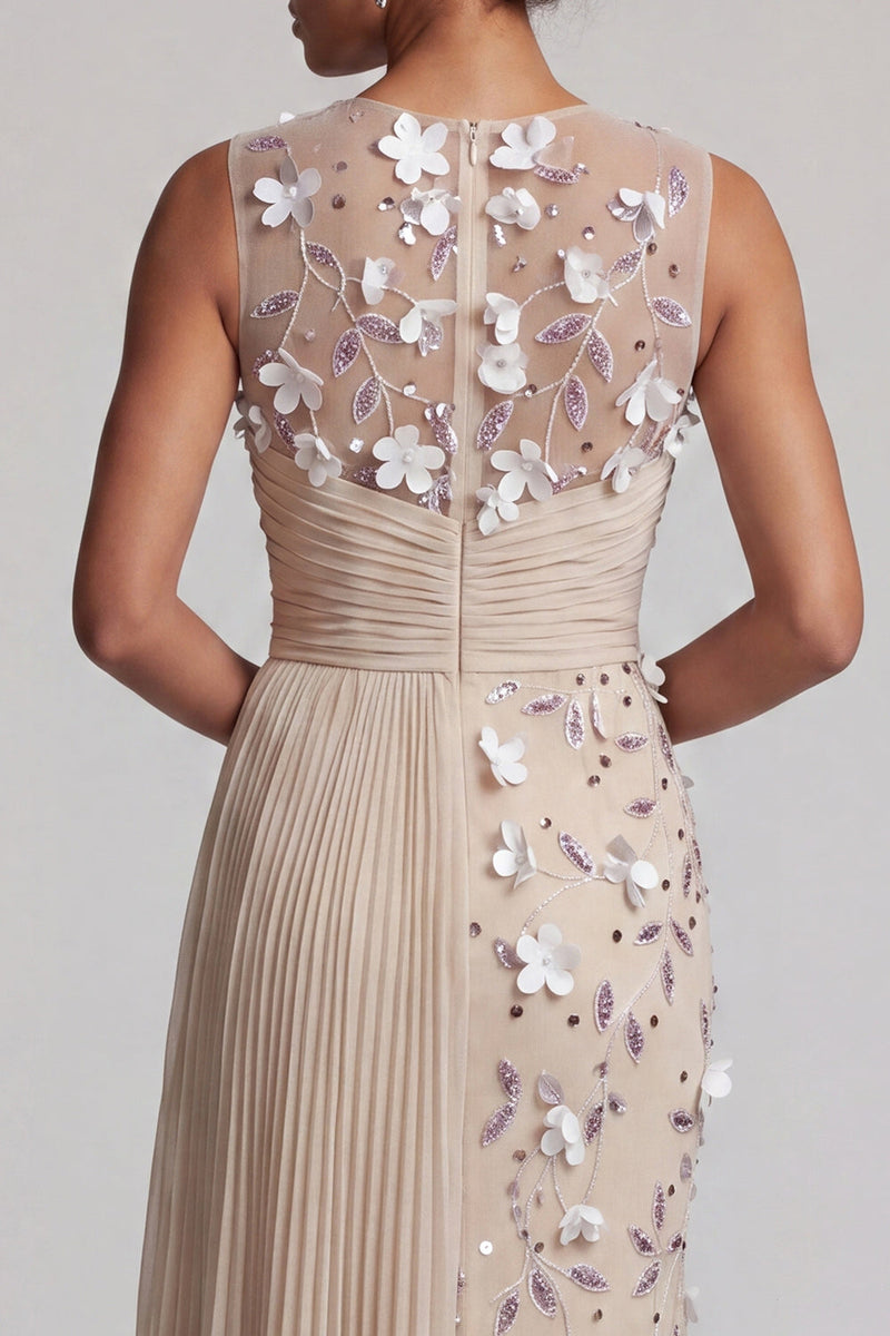Load image into Gallery viewer, Apricot Floral Long Mermaid Beaded Mother of the Bride Dress with Pockets