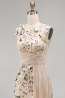 Load image into Gallery viewer, Apricot Floral Long Mermaid Beaded Mother of the Bride Dress with Pockets