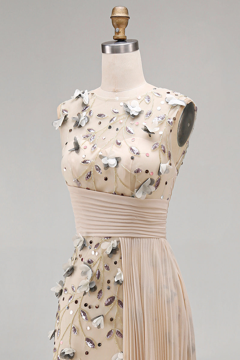 Load image into Gallery viewer, Apricot Floral Long Mermaid Beaded Mother of the Bride Dress with Pockets