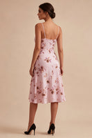 Load image into Gallery viewer, Floral Pink Spaghetti Straps A Line Short Cocktail Dress with Ruffles