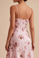 Load image into Gallery viewer, Floral Pink Spaghetti Straps A Line Short Cocktail Dress with Ruffles