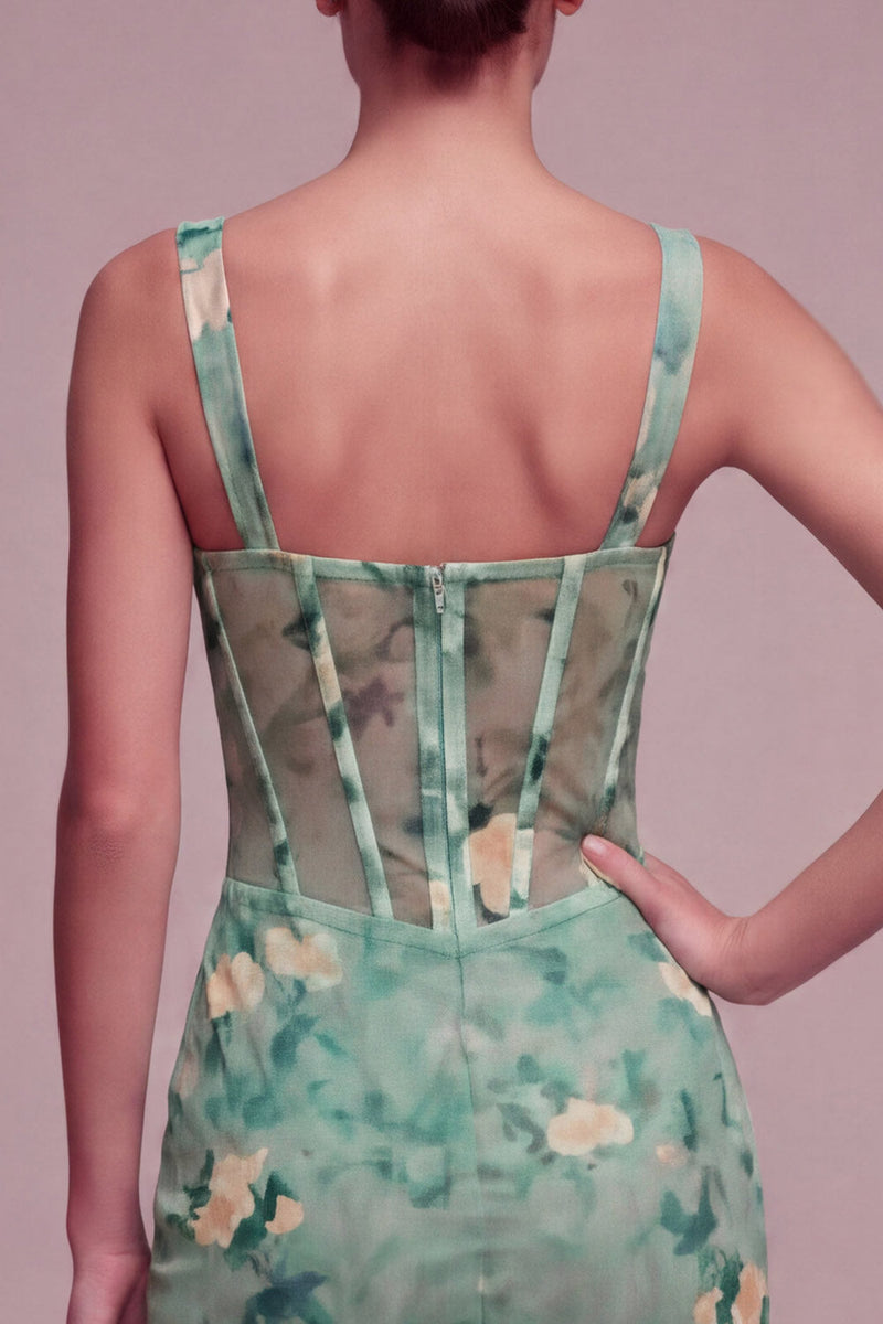 Load image into Gallery viewer, Floral Light Green Tight Short Corset Birthday Party Dress with Ruffles