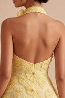Load image into Gallery viewer, Floral Halter Daffodil A Line Short Backless Birthday Party Dress with Beading