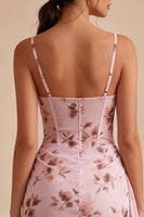 Load image into Gallery viewer, Floral Corset Pink Short Tight Ruched Birthday Party Dress with Sash