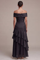 Load image into Gallery viewer, A Line Off the Shoulder Long Black Tie Dress with Ruffles