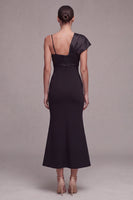 Load image into Gallery viewer, Mermaid Long Spaghetti Straps Black Tie Dress with Bow