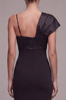 Load image into Gallery viewer, Mermaid Long Spaghetti Straps Black Tie Dress with Bow
