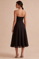 Load image into Gallery viewer, Simple Strapless A Line Long Black Tie Dress