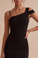 Load image into Gallery viewer, Bodycon One Shoulder Short Little Black Dress with Slit