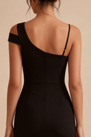 Load image into Gallery viewer, Bodycon One Shoulder Short Little Black Dress with Slit
