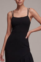 Load image into Gallery viewer, Asymmetrical Spaghetti Straps Mermaid Black Cocktail Dress with Ruffles