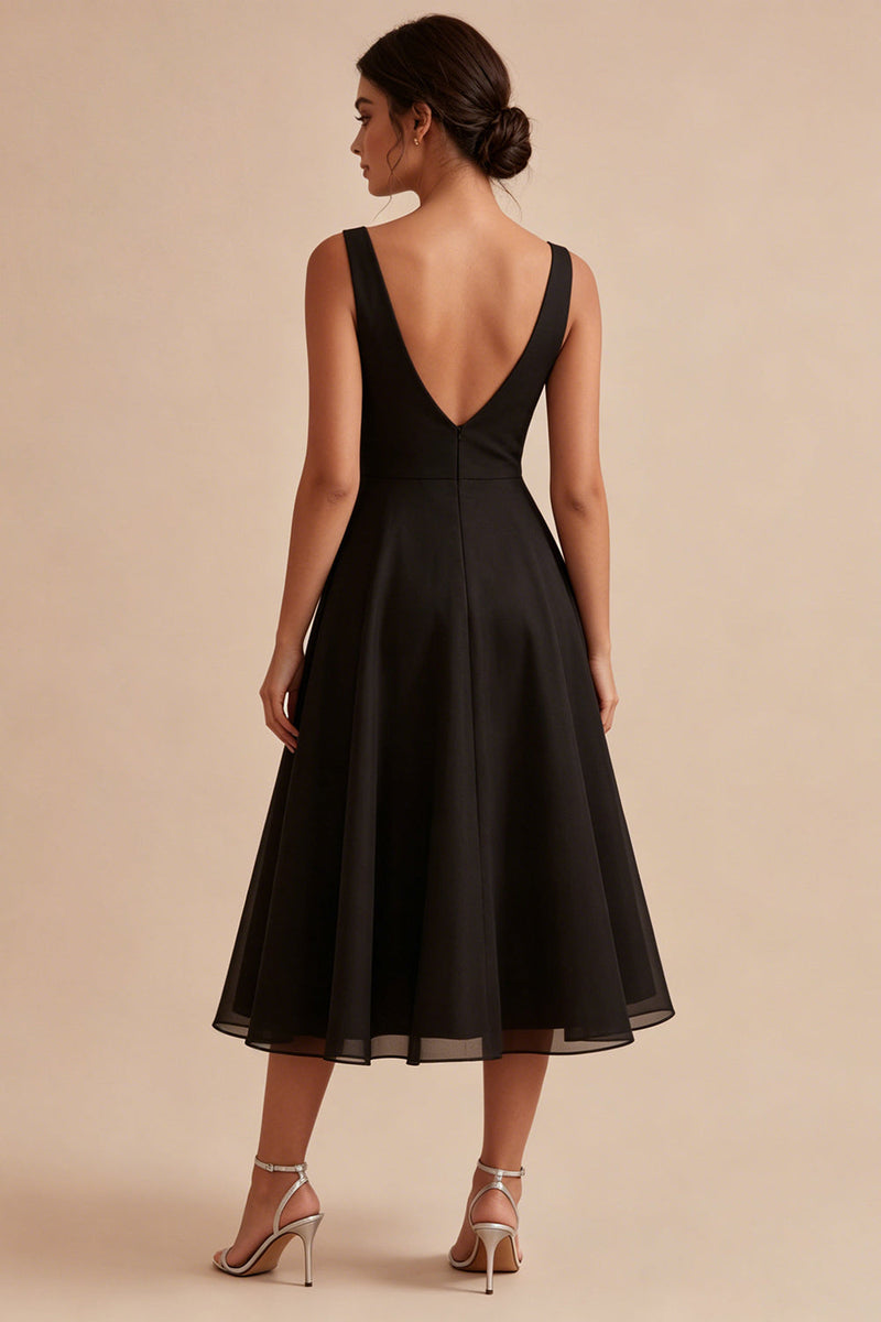 Load image into Gallery viewer, Black V-Neck Ruched A Line Maxi Formal Dress