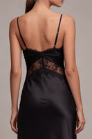 Load image into Gallery viewer, Long Spaghetti Straps Mermaid Black Tie Dress with Lace