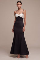 Load image into Gallery viewer, Black and White Mermaid Spaghetti Straps Long Formal Dress