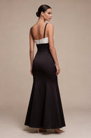 Load image into Gallery viewer, Black and White Mermaid Spaghetti Straps Long Formal Dress