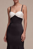 Load image into Gallery viewer, Black and White Mermaid Spaghetti Straps Long Formal Dress