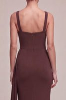 Load image into Gallery viewer, Brown Mermaid Square Neck Long Formal Dress with Side Cape