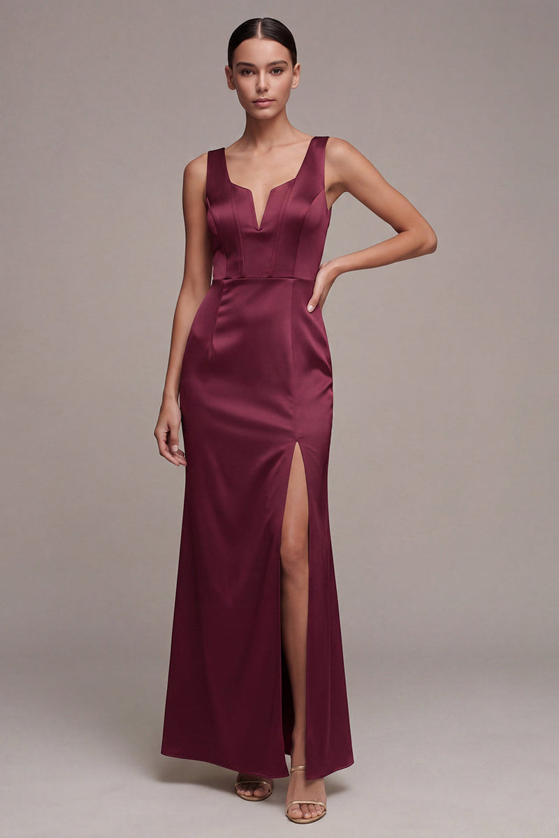 Load image into Gallery viewer, Burgundy Mermaid Corset Long Formal Dress with Slit