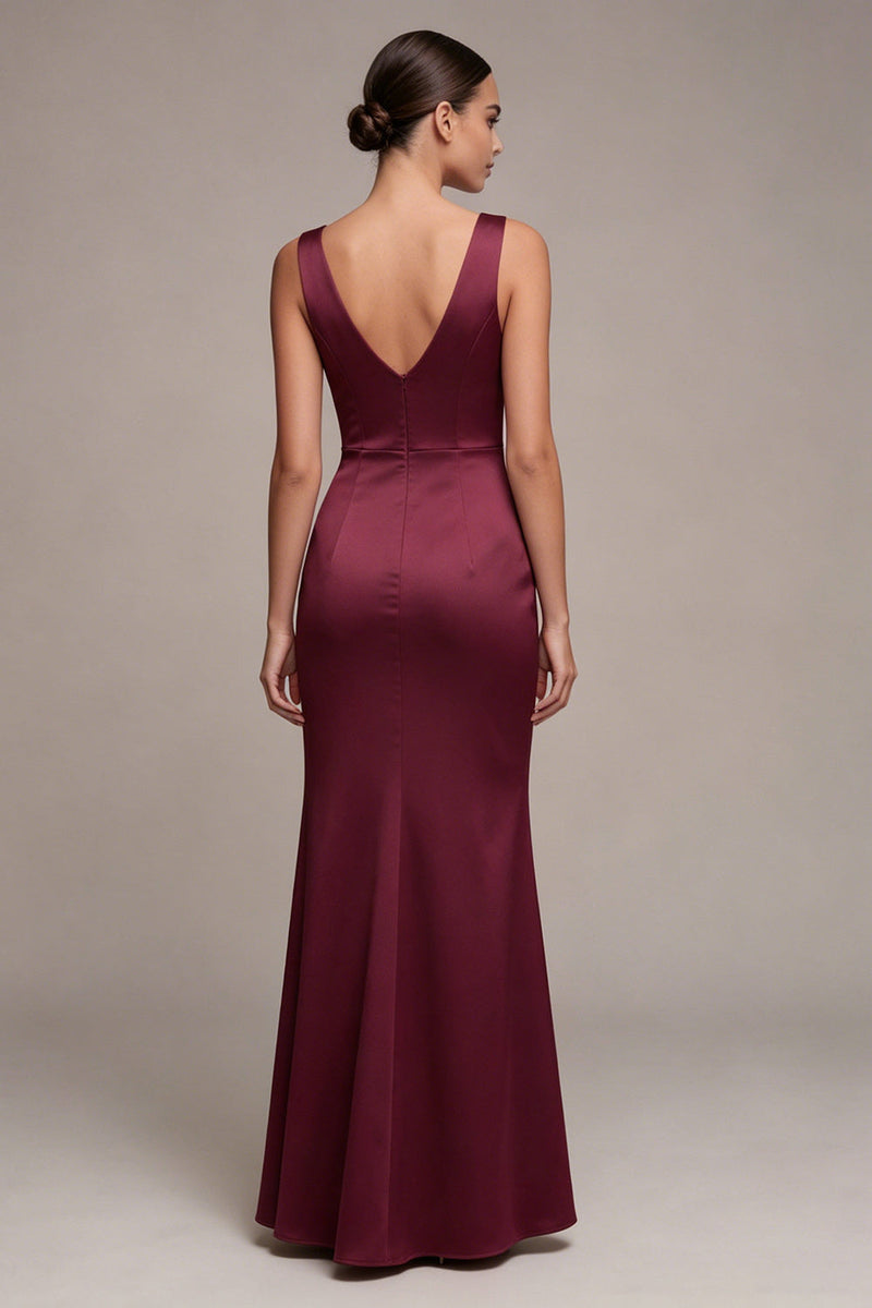 Load image into Gallery viewer, Burgundy Mermaid Corset Long Formal Dress with Slit