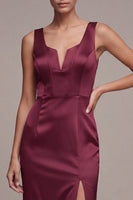 Load image into Gallery viewer, Burgundy Mermaid Corset Long Formal Dress with Slit