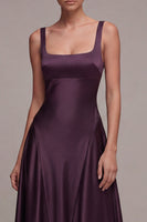 Load image into Gallery viewer, Plum Square Neck A Line Long Formal Dress