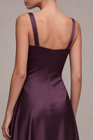 Load image into Gallery viewer, Plum Square Neck A Line Long Formal Dress