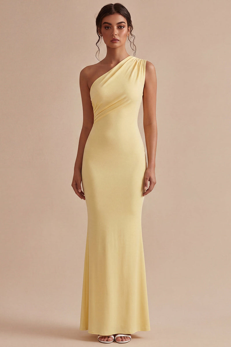 Load image into Gallery viewer, Daffodil Mermaid One Shoulder Long Formal Dress