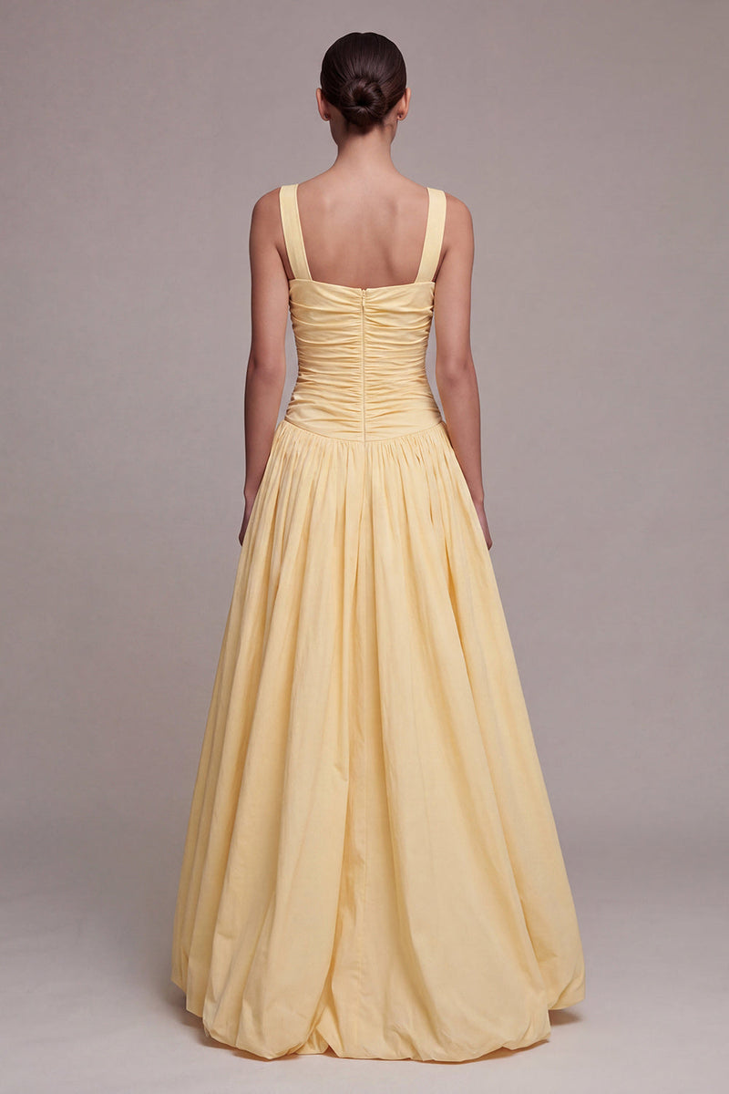 Load image into Gallery viewer, Daffodil Square Neck Long Ruched A Line Formal Dress with Slit