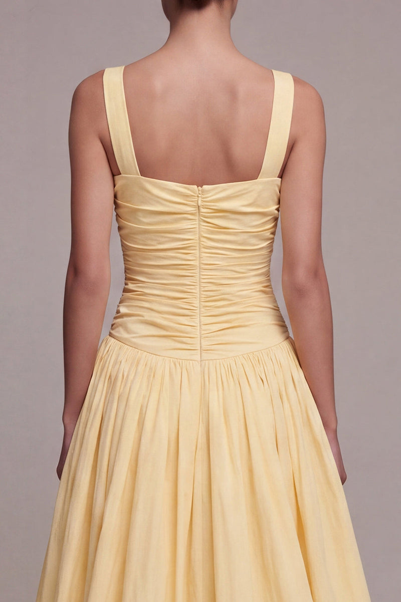 Load image into Gallery viewer, Daffodil Square Neck Long Ruched A Line Formal Dress with Slit