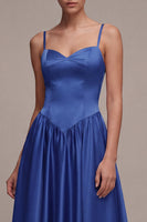 Load image into Gallery viewer, Royal Blue Spaghetti Straps A Line Basque Waist Long Formal Dress